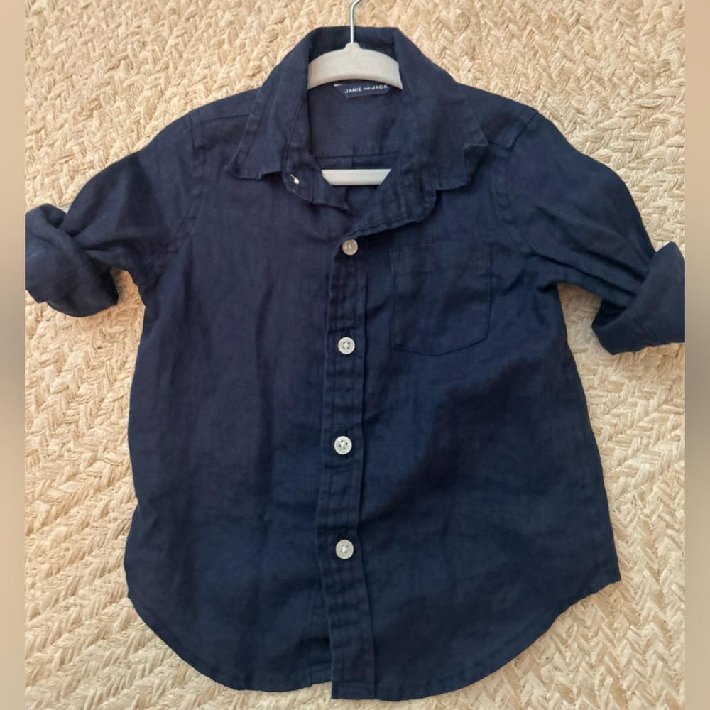 Janie and Jack Navy Button Down Shirt